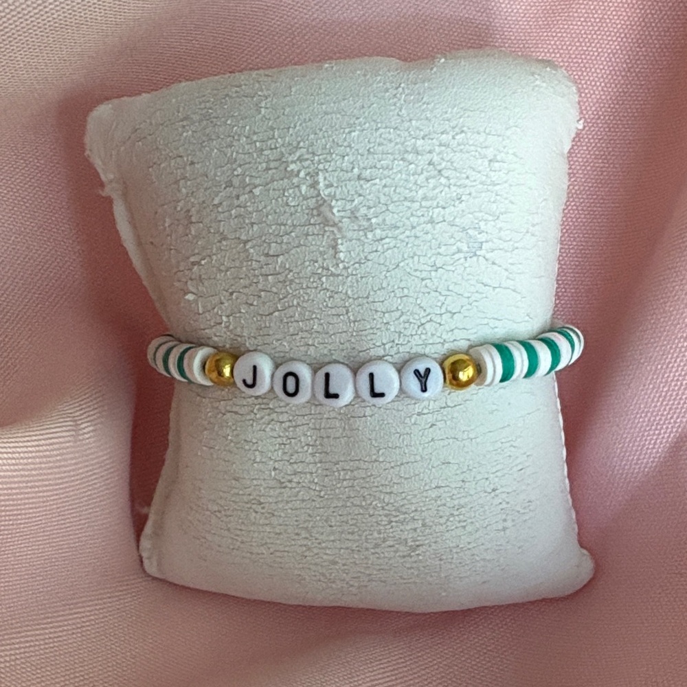 Christmas Jolly Clay Beaded Bracelet - unisex